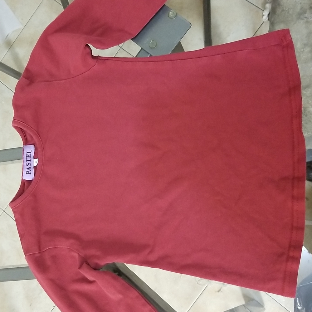 Pastel like burberry burgundy red plain top girls 6